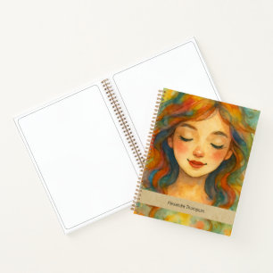 Aangepaste aquarel mooie meisjesschets notitieboek