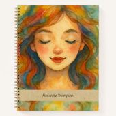 Aangepaste aquarel mooie meisjesschets notitieboek (Voorkant)