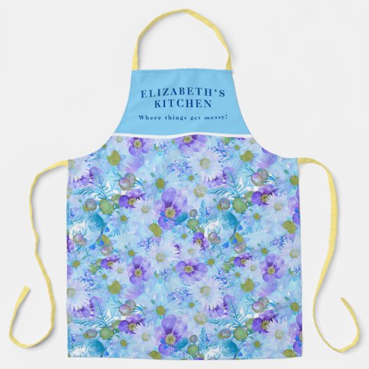 Aangepaste Aquarel Struik Wildflower Romantisch Bl Schort (Voorkant)