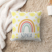 Aangepaste Aquarel Whimsical Boho Regenboog en Zon Kussen (Deken)