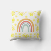 Aangepaste Aquarel Whimsical Boho Regenboog en Zon Kussen (Achterkant)