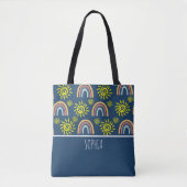 Aangepaste Aquarel Whimsical Boho Regenboog en Zon Tote Bag (Voorkant)