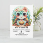 Aangepaste Aquatic Turtle Meisje Verjaardag Kaart (Staand voorkant)