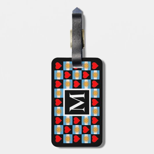 Aangepaste Argentijnse vlag Aangepaste tekst Argen Bagagelabel (Achterkant verticaal)