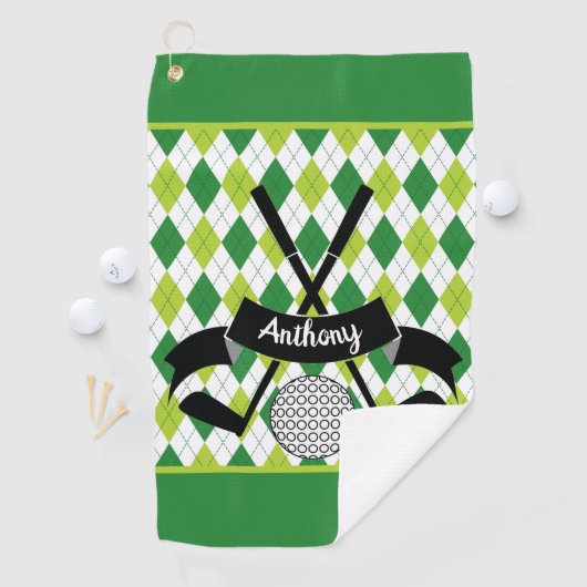 Aangepaste Argyle Groen Golfhanddoek (Insitu)