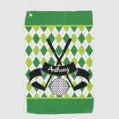 Aangepaste Argyle Groen Golfhanddoek (Voorkant)
