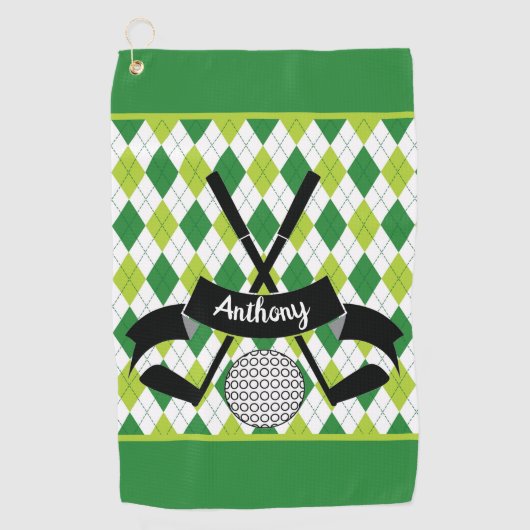 Aangepaste Argyle Groen Golfhanddoek (Voorkant)