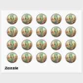Aangepaste Arizona Desert Cactus Faux Glas in lood Ronde Sticker (Vel)