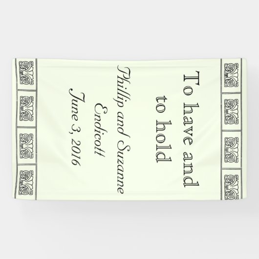 Aangepaste Art Deco Bloem Grens Bruiloft Spandoek (Horizontaal)