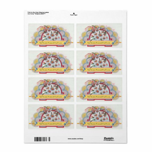 Aangepaste Art Deco Floral Label (Full Sheet)