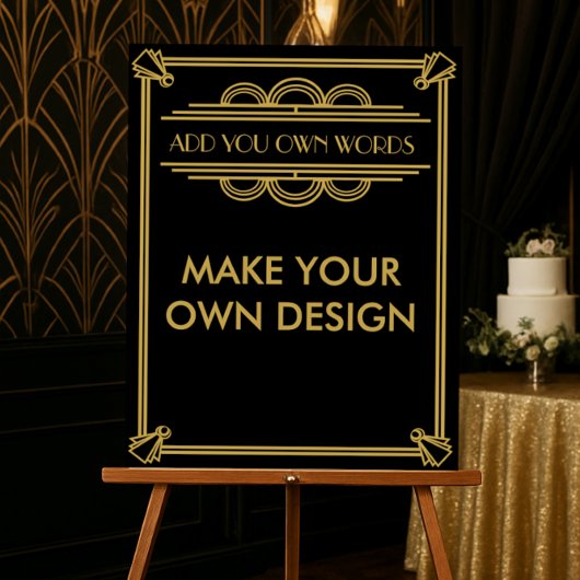 aangepaste Art Deco Gatsby 1920 zwart en goud teke Poster