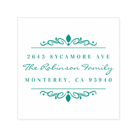 Aangepaste Art Deco Ornament familie retour adres Zelfinktende Stempel (Design)