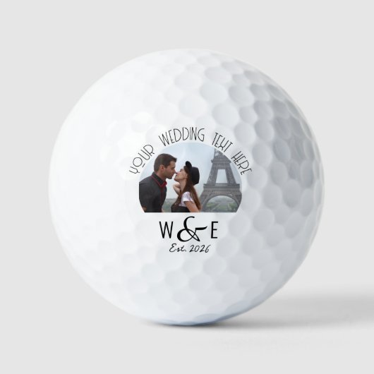 Aangepaste Art Deco Tekst Golf Ball Wedding Favori Golfballen (Voorkant)