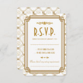 Aangepaste Art Deco Witte Bruiloft RSVP Kaarten (Voorkant / Achterkant)