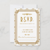 Aangepaste Art Deco Witte Bruiloft RSVP Kaarten (Voorkant)