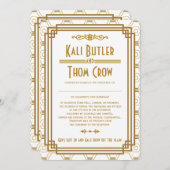 Aangepaste Art Deco Witte bruiloft uitnodigingen (Voorkant / Achterkant)