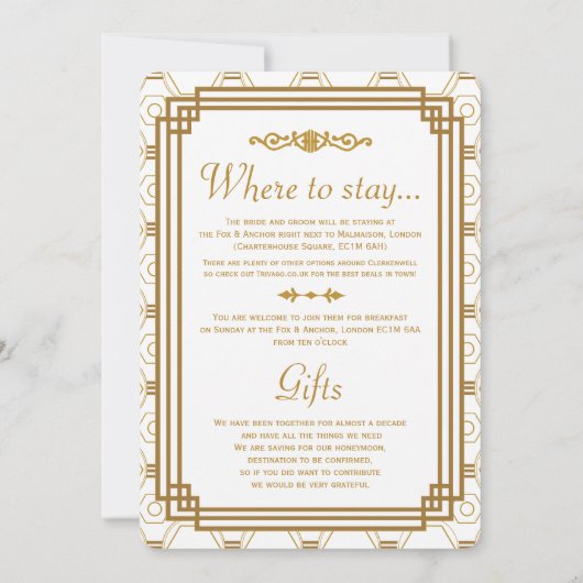 Aangepaste Art Deco Witte bruiloft uitnodigingen (Achterkant)