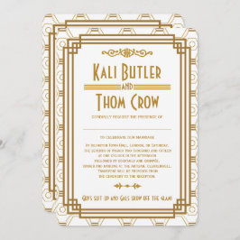 Aangepaste Art Deco Witte bruiloft uitnodigingen