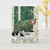 Aangepaste Art Nouveau Beer Verjaardag Kaart (Gele Bloem)