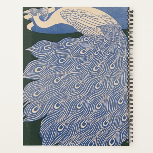Aangepaste Art Nouveau Peacock Print Planner (Achterkant)