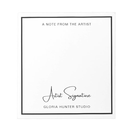 Aangepaste Art Signature Note van Artist Notitiebl Notitieblok (Voorkant)