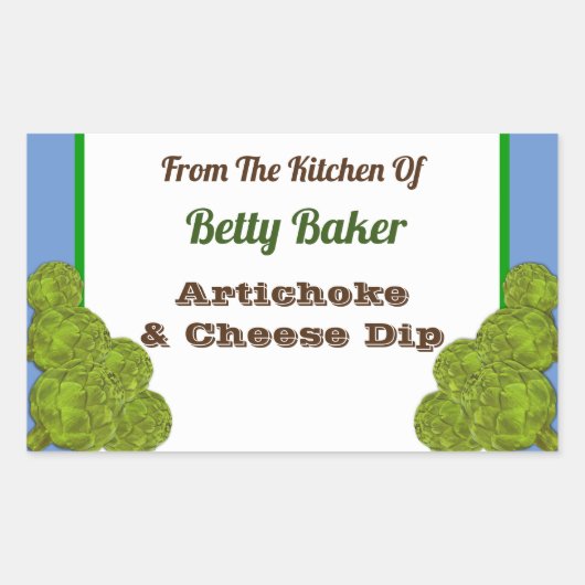 Aangepaste artisjok dip of recept rechthoekige sticker (Voorkant)