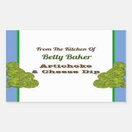 Aangepaste  artisjok dip of recept rechthoekige sticker