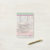 Aangepaste artistieke hand schilderij Groen Roze Post-it® Notes (Op bureau)