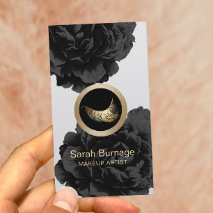Aangepaste artistieke Logo Elegant Black Floral Visitekaartje