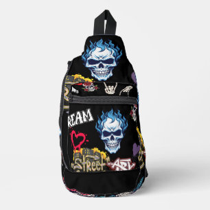 Aangepaste artistieke spookachtige schedel streeta sling bag