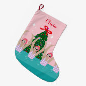 Aangepaste artistieke zwemzwemmers grote kerstsok (Voorkant (Hangend))