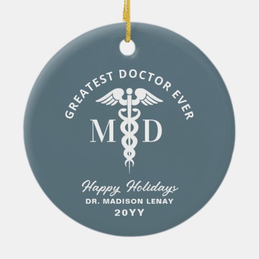 Aangepaste arts Medische Gepersonaliseerde Kerstmi Keramisch Ornament (Achterkant)