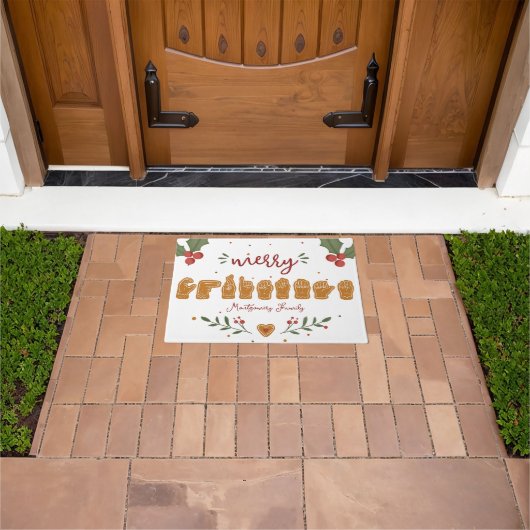 Aangepaste ASL Prettig Kerst Gingerbread Handen Deurmat (Buiten)