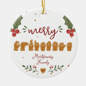 Aangepaste ASL Prettig Kerst Gingerbread handen Keramisch Ornament (Voorkant)