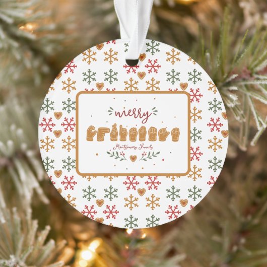 Aangepaste ASL Prettig Kerst Gingerbread Handen Ornament (Boom)