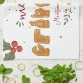 Aangepaste ASL Prettig Kerst Gingerbread Handen Theedoek (Gevouwen)