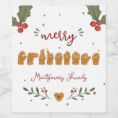 Aangepaste ASL Prettig Kerst Gingerbread Handen Wijn Etiket (Enkel label)