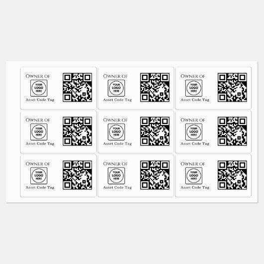 Aangepaste Asset QR | Bedrijfslogo Zakelijk Eigend Labels (Vel)