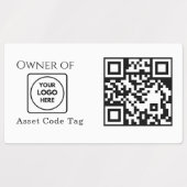 Aangepaste Asset QR | Bedrijfslogo Zakelijk Eigend Labels (Design 2)
