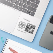 Aangepaste Asset QR | Zakelijk Eigendom Bedrijfslo Sticker (Laptop met iPhone)