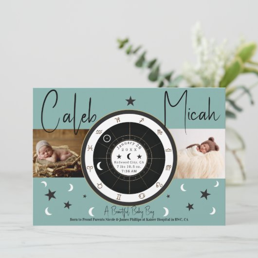 Aangepaste asstrologie Aankondiging zonemonteken (Staand voorkant)