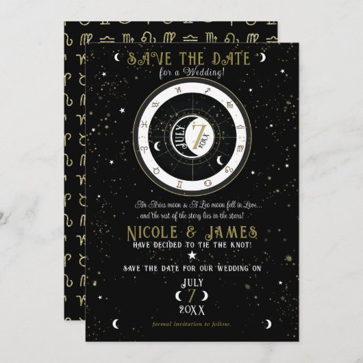 Aangepaste asstrologie-muis teken Opslaan datum Kaart (Voorkant / Achterkant)