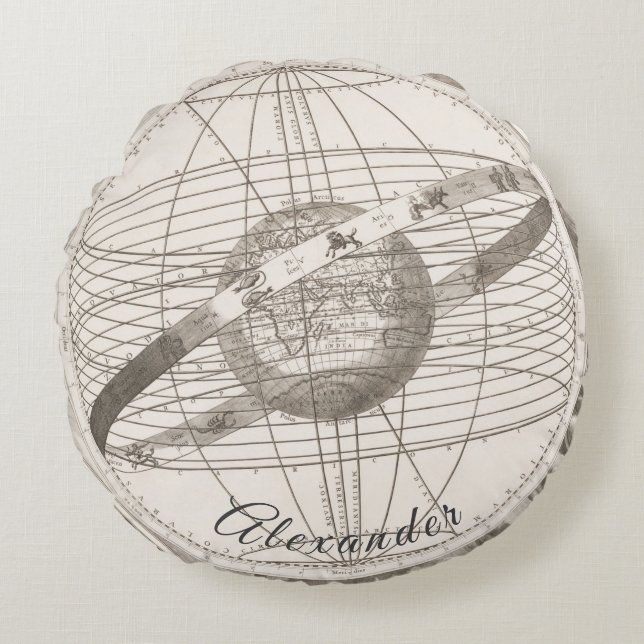 Aangepaste Astrological Sky Nautical  Map Rond Kussen (Voorkant)