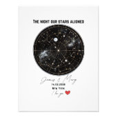 Aangepaste Astrologie Sterrenkaart: Uw Nacht, Uw V Foto Afdruk (Voorkant)