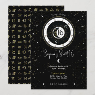 Aangepaste Astrologie Zon- en Maan-teken Sweet 16  Kaart