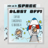 Aangepaste Astronaut Blast of Birthday Invites Kaart (Voorkant / Achterkant)