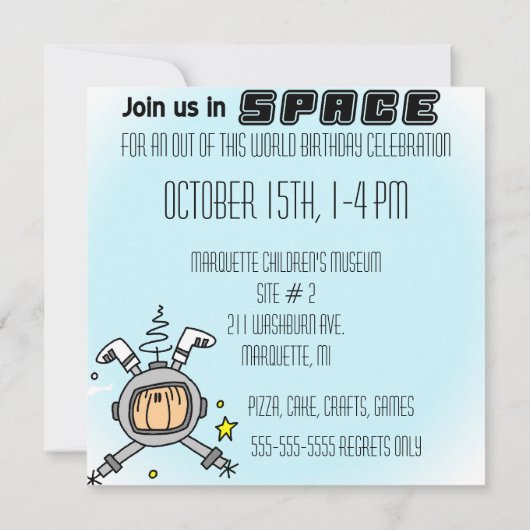 Aangepaste Astronaut Blast of Birthday Invites Kaart (Achterkant)