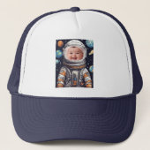 Aangepaste Astronaut Cutout Foto gepersonaliseerd Trucker Pet (Voorkant)