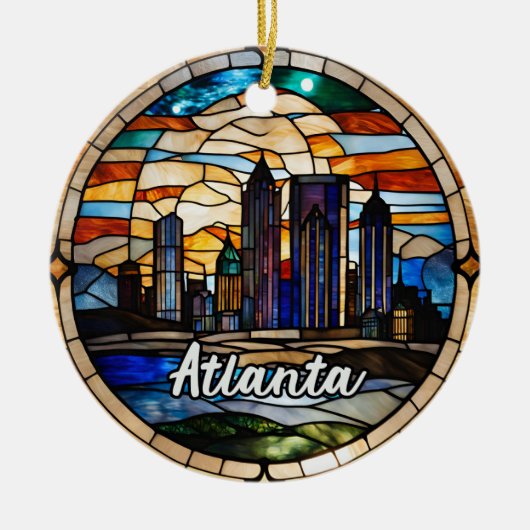 Aangepaste Atlanta Skyline Keramisch Ornament (Voorkant)