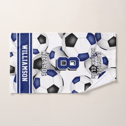 Aangepaste atleet en teamnaam voetbal blauw handdoek (Handdoek)